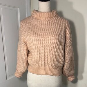 Express Women's Cowl Neck Sweater in Light Pink